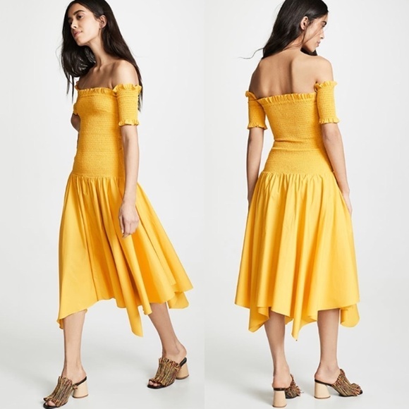 NWT Petersyn REVOLVE Jackie Yellow SmockMidi Dress - Picture 1 of 8